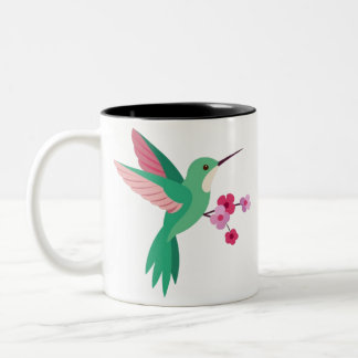 Taza Bicolor Hermoso colibrí en mitad de un vuelo