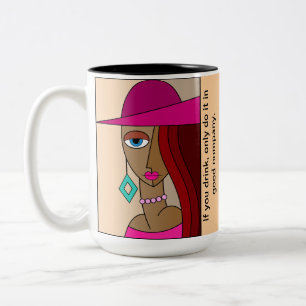 Taza Bicolor Hermoso cubismo de mujeres pelirrojas