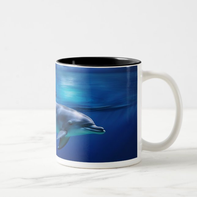 Taza Bicolor Hermoso delfín subacuático y superior (Derecha)