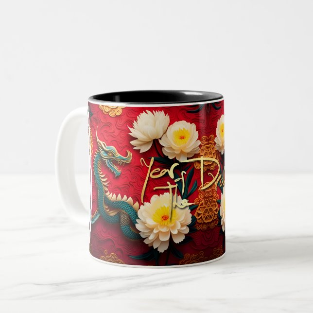 Taza Bicolor Hermoso dragón chino Año nuevo 2024 2TMug2 (Anverso izquierdo)