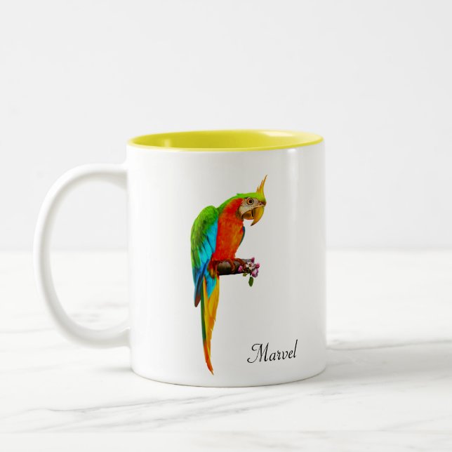 Taza Bicolor Hermoso loro multicolor guacamayo (Izquierda)
