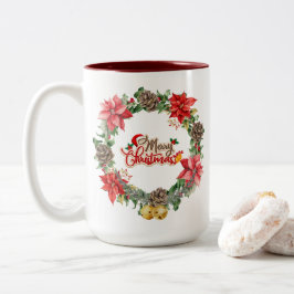 Taza Bicolor Hermoso Navidad Floral Mug