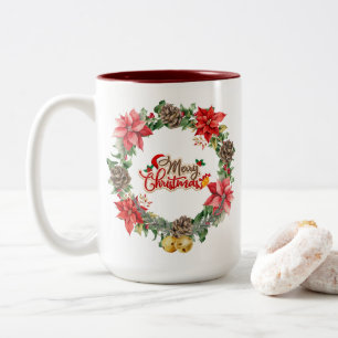 Taza Bicolor Hermoso Navidad Floral Mug
