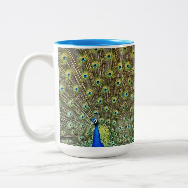 Taza Bicolor Hermoso pájaro pavo real (Izquierda)