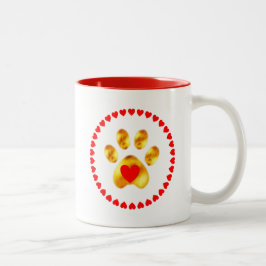Taza Bicolor Hermoso Pata Dorada Moderna y Corazones Rojos