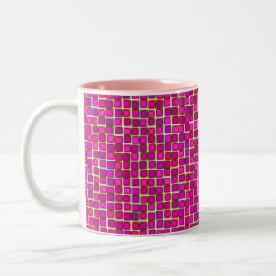 Taza Bicolor Hermoso patrón de mosaico abstracto en rosa