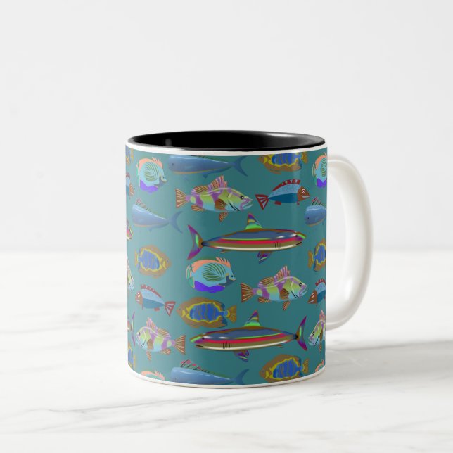 Taza Bicolor Hermoso patrón marino (Anverso derecho)