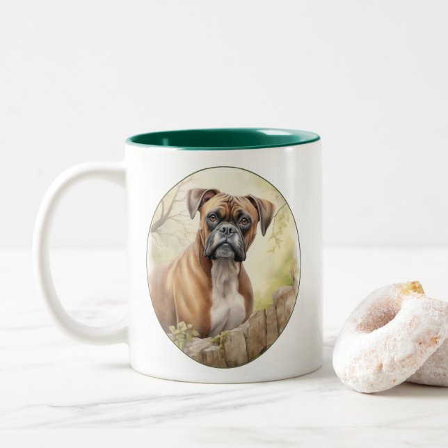 Taza Bicolor Hermoso perro de Boxer (Con donut)