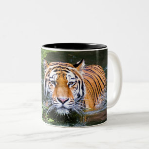 Taza Bicolor Hermoso tigre en el agua