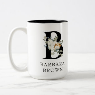Taza Bicolor Hermosos acentos dorados florales blancos Monogram