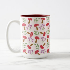 Taza Bicolor Hermosos champiñones y flores