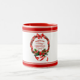 Taza Bicolor Hermosos y elegantes Navidades Wreath Mug