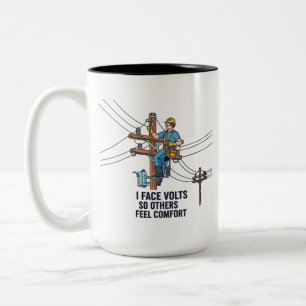 Taza Bicolor Héroe de la cita de coraje del trabajador de línea
