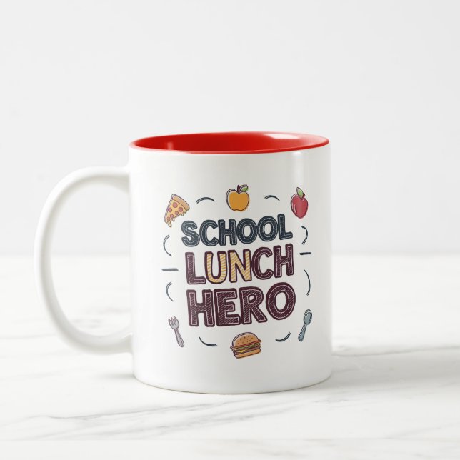 Taza Bicolor Héroe del almuerzo escolar (Izquierda)