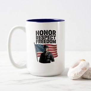 Taza Bicolor Héroes Veterano Día Diseño Patriótico
