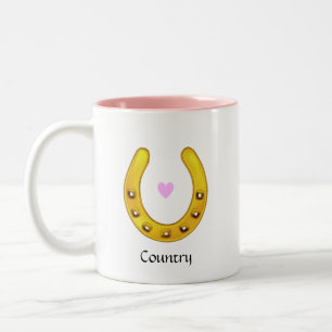 Taza Bicolor Herradura Dorada & Corazón