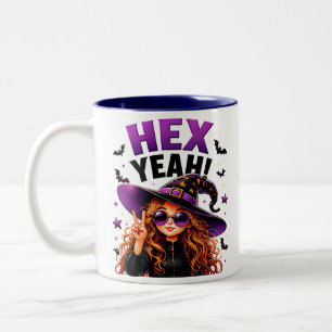 Taza Bicolor Hex Yeah Bruja Divertida Halloween Magia Frase