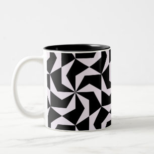 Taza Bicolor Hexágono geométrico abstracto de color negro y ros