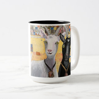 Taza Bicolor Hey Wassup Goat Mug - cabras divertidas con cada t