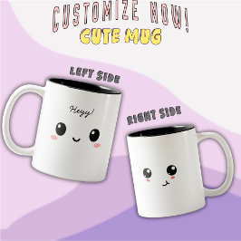 Taza Bicolor “Heyy!” Cute Face Two-Tone Cofee Mug