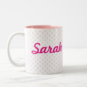 Taza Bicolor HH MUG HOMBRE SARAH Pink polka dot girly personali