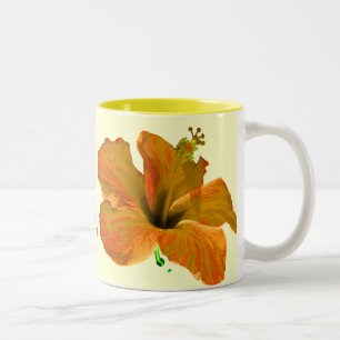 Taza Bicolor Hibisco anaranjado y amarillo