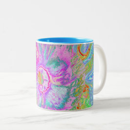 Taza Bicolor Hibiscus psicodélico de rosa caliente y ultraviole
