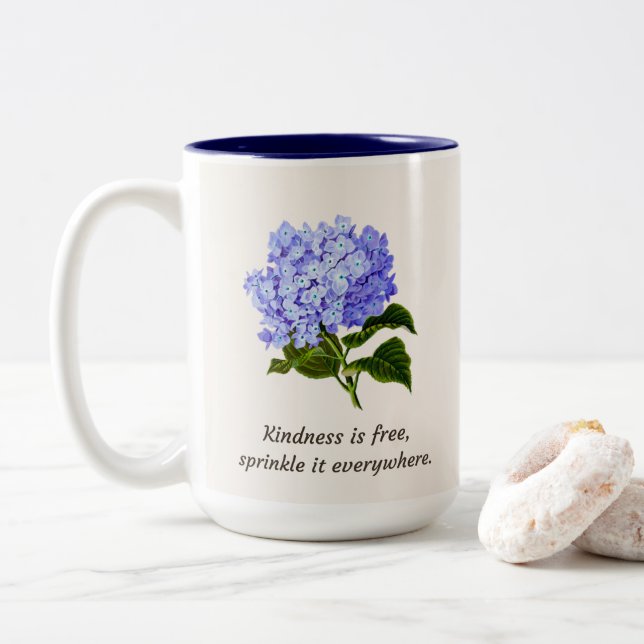Taza Bicolor Hidrangea azul Sprinkle (Con donut)