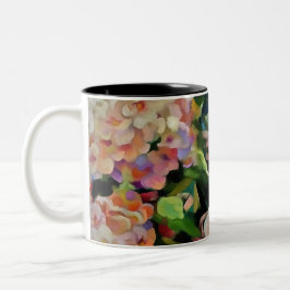 Taza Bicolor Hidrangea Blossom Arte Floral Decorativo Rosa