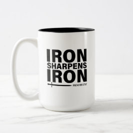 Taza Bicolor Hierro Sharpens Hierro - Proverbios 27:17 Café Mug