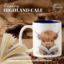 Highland Calf Reader Ceramic Mug