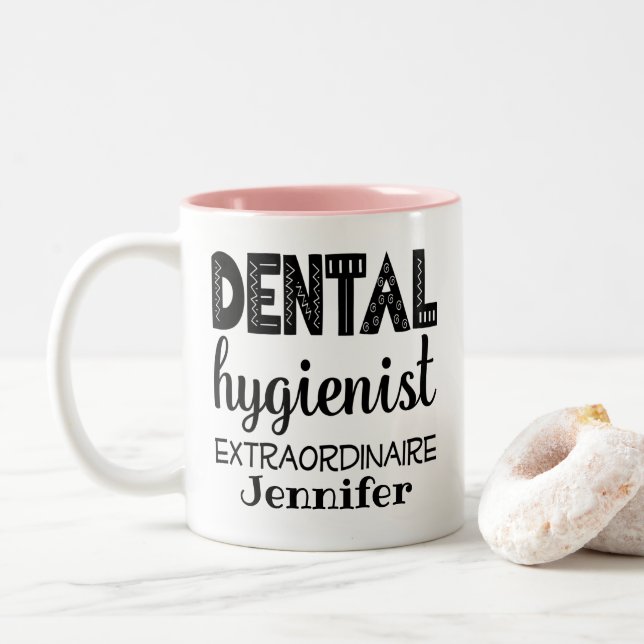 Taza Bicolor Higiénico dental personalizado (Con donut)