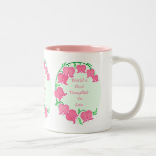 Taza Bicolor Hija rosada de tulipanes en la ley
