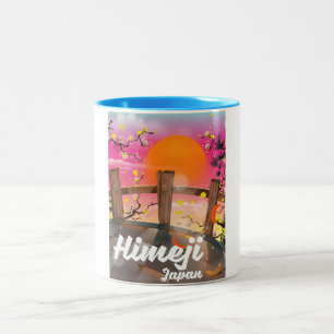 Taza Bicolor Himeji Japón florece poster.