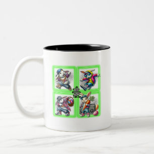 Taza Bicolor Hip Hop Easter Bunny Buddies, Neon Green