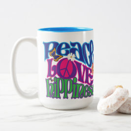 Taza Bicolor Hipiedad de amor por la paz 15 oz