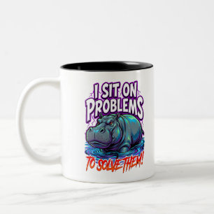 Taza Bicolor Hipopótamo Sarcástico Me Siento Sobre Problemas Me