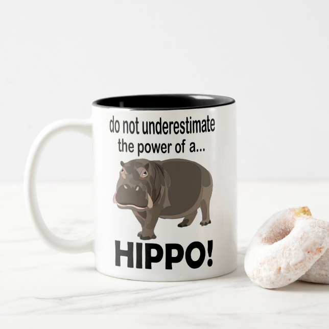 Taza Bicolor Hippopótamo Animal Gracioso Hippo (Con donut)