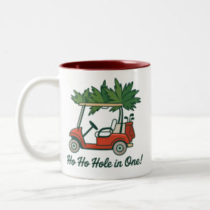 Taza Bicolor Ho Ho Agujero En Uno Navidad Santa Golf Golfing