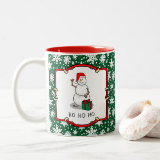 Taza Bicolor Ho Ho Ho Ho Ho Feliz Navidad Santa Cute Snowman