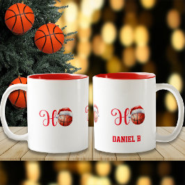 Taza Bicolor Ho Ho Ho Ho Navidades Basketball Nombre personaliz