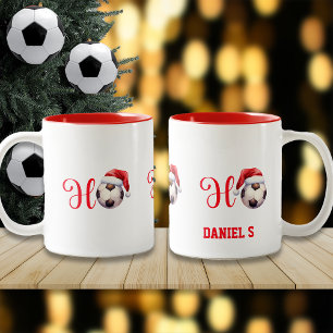 Taza Bicolor Ho Ho Ho Navidades Soccer/Football Custom Name