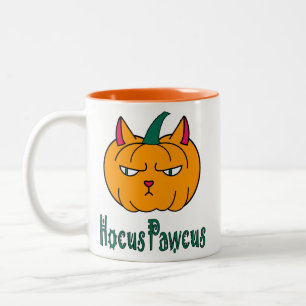 Taza Bicolor Hocucus pawcus Halloween calabaza ginger cat magia