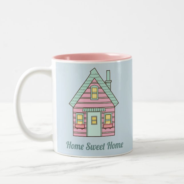 Taza Bicolor Hogar de casa rosa lindo, dulce hogar (Izquierda)