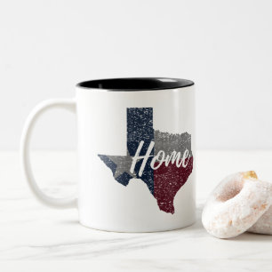 Taza Bicolor Hogar descolorado apenado de la bandera de Tejas