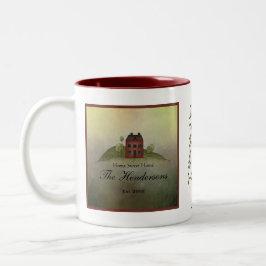Taza Bicolor Hogar Dulce Hogar Nombre Familia Mug