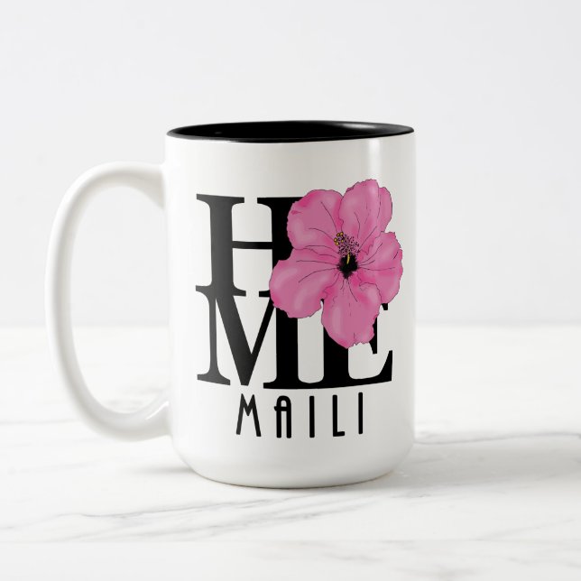 Taza Bicolor Hogar Maili Hawaii Rosa 15oz (Izquierda)