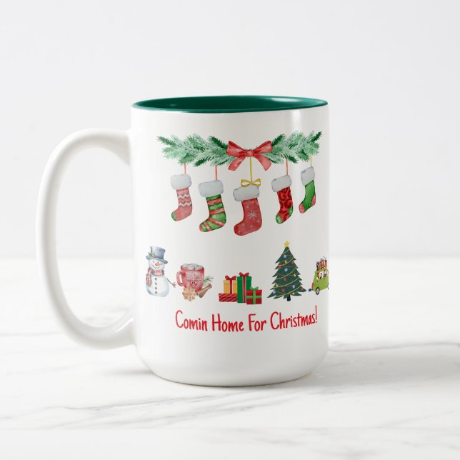 Taza Bicolor Hogar para vacaciones de Navidades (Izquierda)