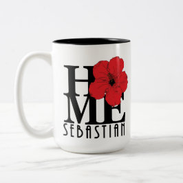 Taza Bicolor HOGAR Sebastian hibisco rojo de 15oz