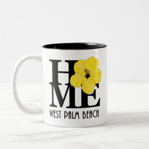 Taza Bicolor HOGAR West Palm Beach Florida 11oz Hibisco Amarill